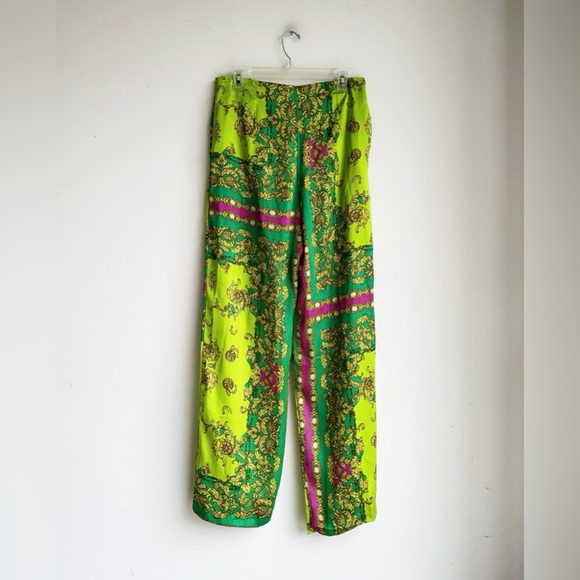 MNG | Green Satin Printed Trousers | 8 - Picture 8 of 8